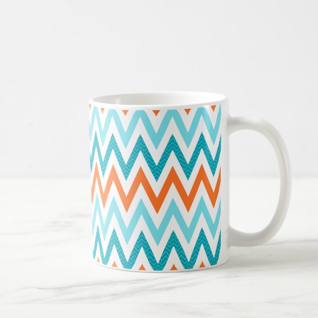 Mug Motif bleu de zigzag d'Aqua orange moderne de (Droite)