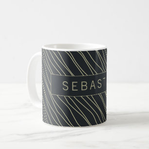 Mug Motif bleu foncé rayé personnalisé