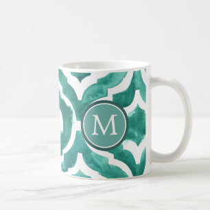 Mug Motif bleu vert IV du monogramme  