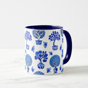 Mug Motif Bonsai Trees en Bleu et Blanc Cobalt