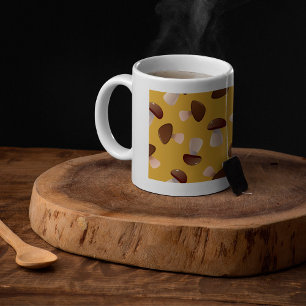 Mug Motif Brown de champignons sur moutarde jaune