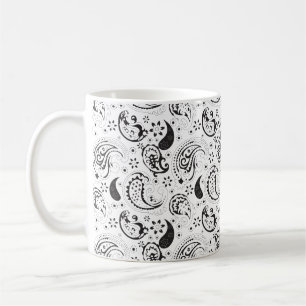 Mug Motif cachemire noir et blanc – Élégante œuvre d'a