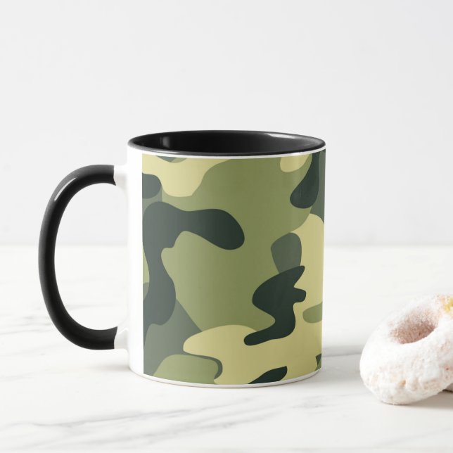 Mug Motif Camouflage Camo de l'Armée Verte (Avec donut)