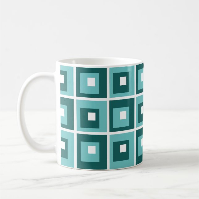 Mug Motif Carré géométrique bleu rétro (Gauche)