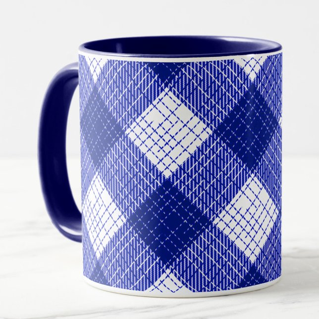 Mug Motif carreaux à carreaux gras bleu et blanc (Créateur téléchargé)