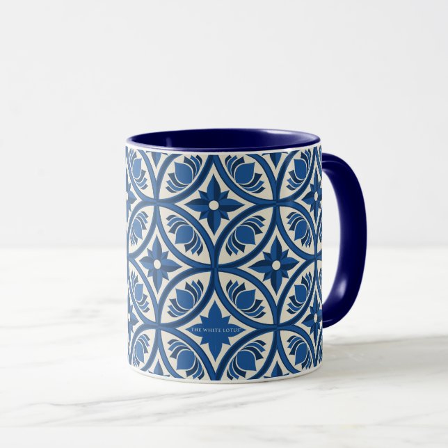Mug Motif Carrelage Lotus Méditerranéen - Le Lotus Bla (Devant droit)