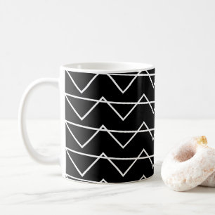 Mug Motif Chevron Stripe Zigzag noir et blanc