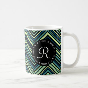 Mug Motif Chevron Tribal Tribal Noir Monogramme