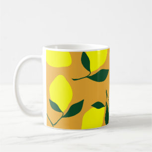 Mug Motif citron simple, arrière - plan orange.