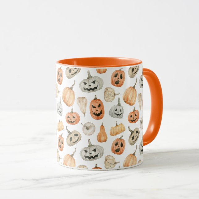 Mug Motif Citrouille d'aquarelle amusant (Devant droit)