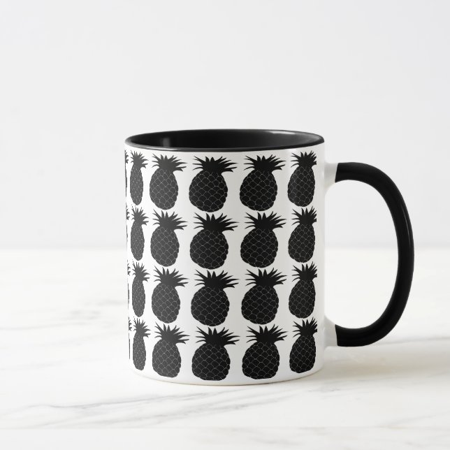 Mug Motif classique d'ananas noir et blanc (Droite)