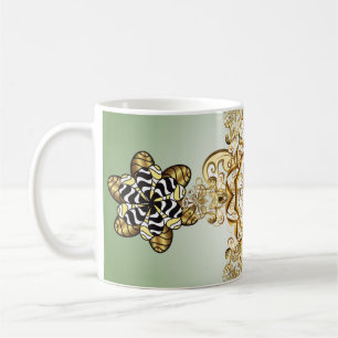 Mug Motif classique vintage doré sans couture. VINTAGE
