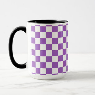 Mug Motif classique violet et blanc À damiers