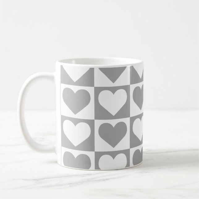 Mug Motif Coeurs de tableau de bord - gris et blanc (Gauche)