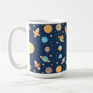 Mug Motif coloré sur le thème de l'espace avec des pla