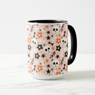 Mug Motif crâne de fleurs