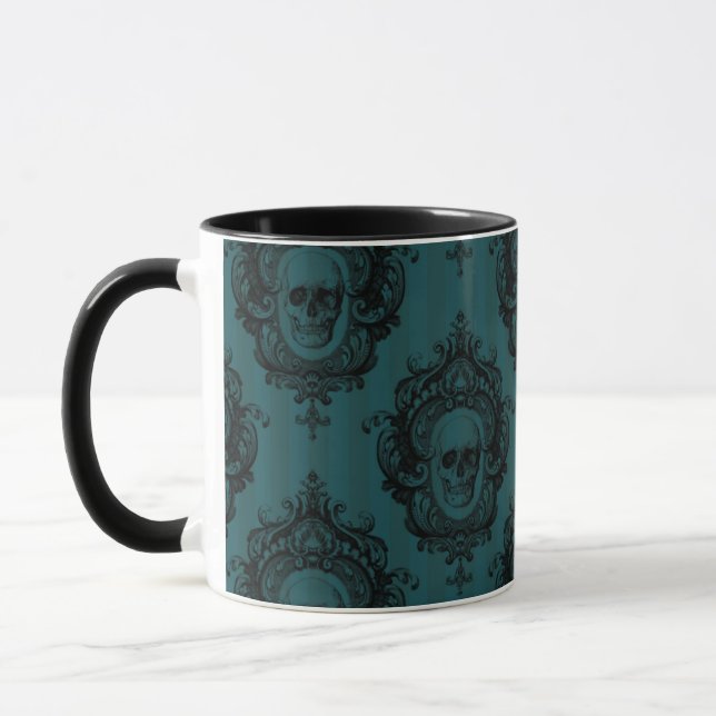 Mug Motif crâne sur les bandes vertes Halloween (Gauche)