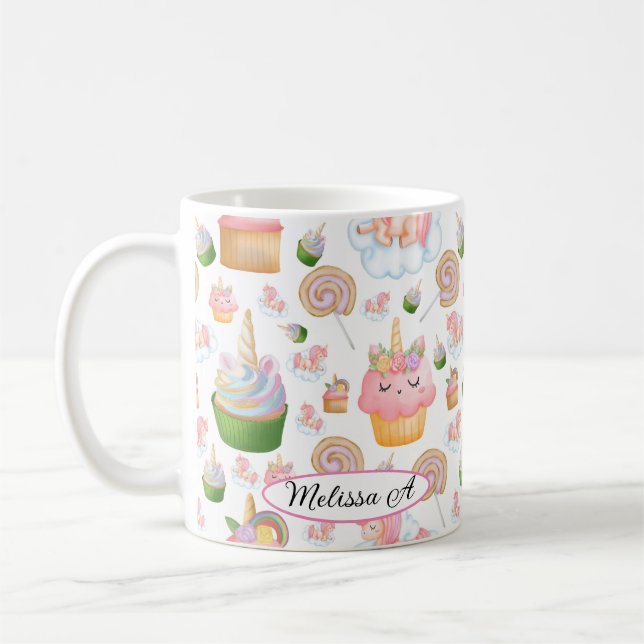 Mug Motif Cupcake vert rose (Gauche)