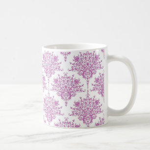 Mug Motif damassé floral violet sur blanc