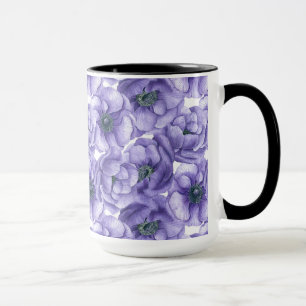 Mug Motif d'aquarelle de fleurs d'anémone violet