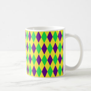 Mug Motif d'arlequin vert jaune violet