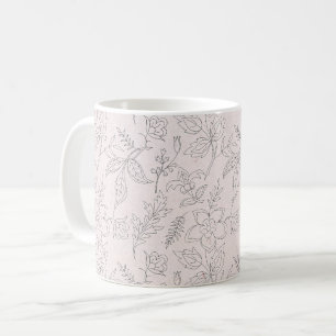 Mug Motif d'art de la ligne florale rose