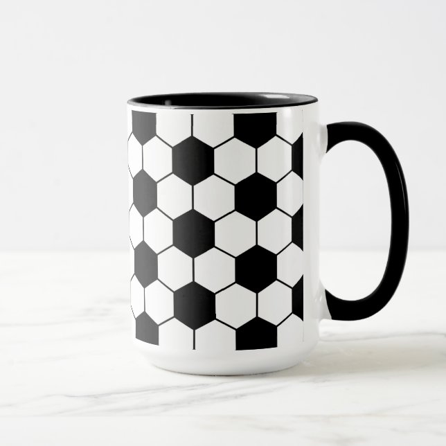 Mug Motif de balle de football adapté noir blanc (Droite)