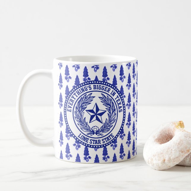 Mug Motif de Bluebonnet de logo du Texas votre texte (Avec donut)