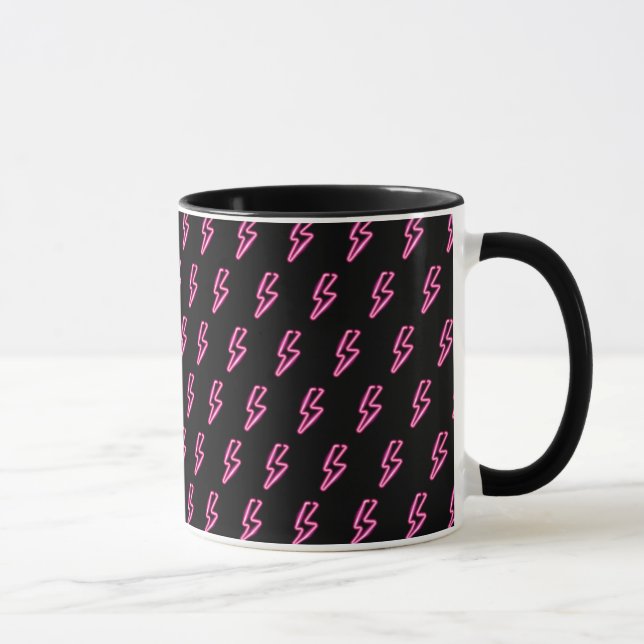 Mug Motif de boulon à éclair de néon rose (Droite)