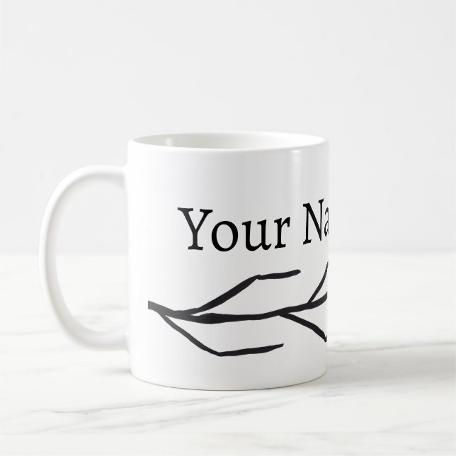 Mug Motif de branche d'encre monochrome (Gauche)