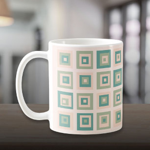 Mug Motif de carrés verts et crème de style moderne du