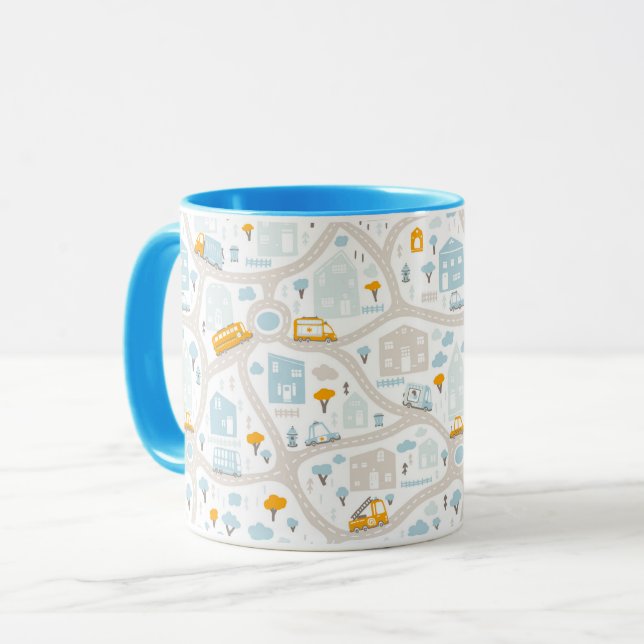 Mug Motif de carte de quartier de Cute Pastel (Devant gauche)