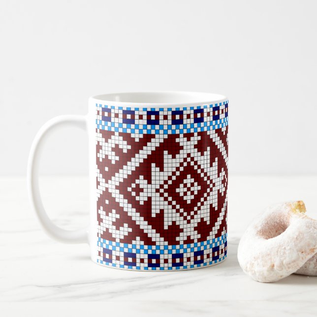 Mug Motif de ceinture tissée de ramassage estonien (Avec donut)