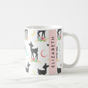 Mug Motif de cerfs, Cerf de bébé, Boho, Fleurs, Votre 