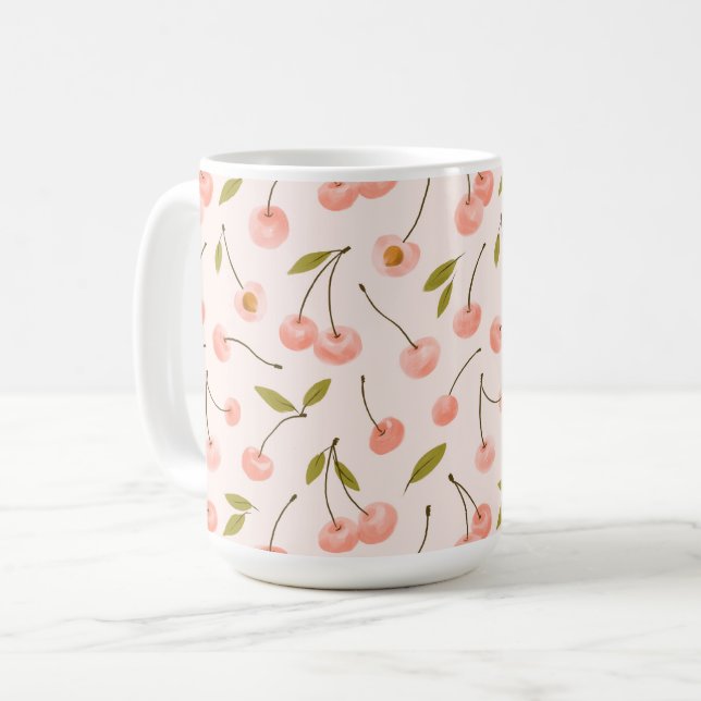 Mug Motif de cerise aquarelle (Devant gauche)