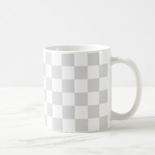Mug Motif de chèques gris clair et blanc