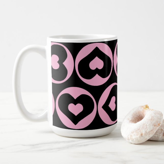 Mug Motif de coeur rose amour Graphique Gras (Avec donut)