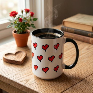 Mug Motif de cœur rouge esquissé mignon