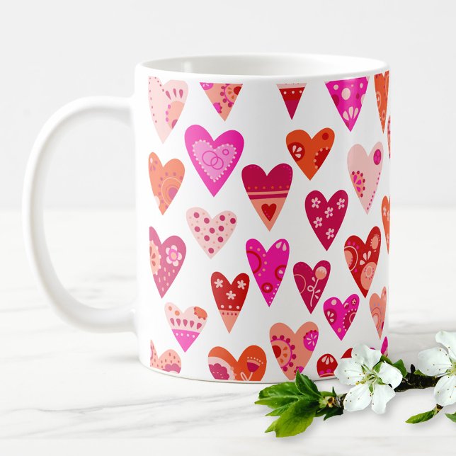 Mug Motif de coeur Rouge rose moderne (Créateur téléchargé)