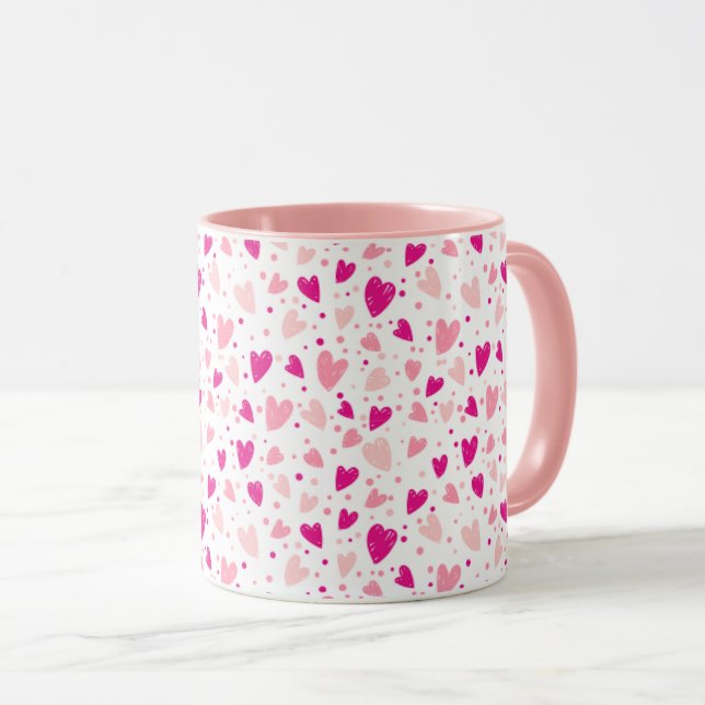 Mug Motif de coeur tiré à la main (Devant droit)