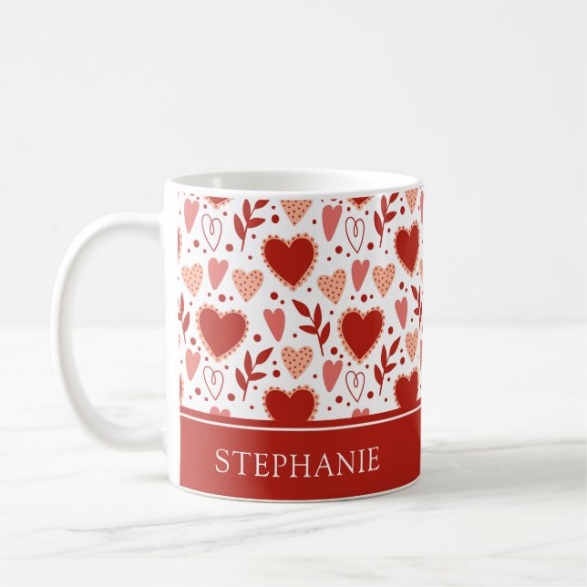 Mug Motif de coeur Valentine personnalisé (Gauche)