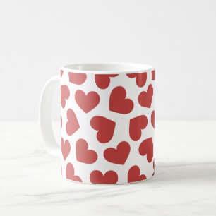 Mug Motif de cœurs Élégant Moderne Blanc Rouge Chic