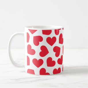 Mug Motif de cœurs Élégant Moderne Blanc Rouge Chic