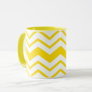 Mug Motif de conception en chevron zigzag blanc jaune 