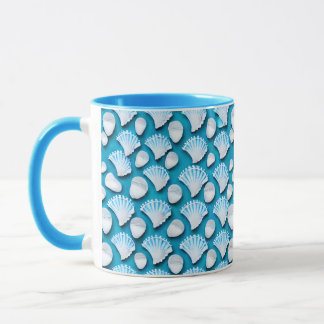 Mug Motif de coquillages bleu et blanc