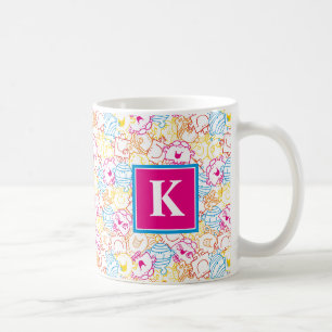 Mug Motif de couleurs néon   Monogramme