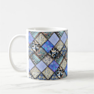 Mug Motif de courtepointe à motif patchwork bleu