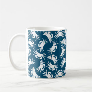 Mug Motif de crabe blanc et bleu sans joint