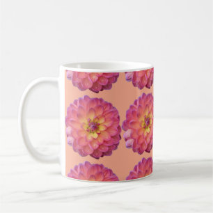 Mug Motif de dahlia rose et jaune