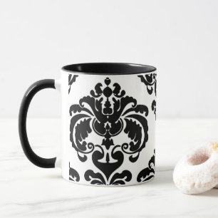 Mug Motif de damas chic noir et blanc